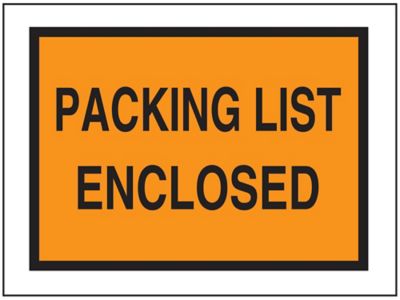 "Packing List Enclosed" Full-Face Envelopes - Orange, 10 x 12" S-5966