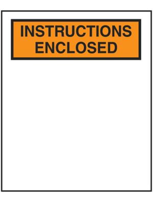 Packing List Envelopes - "Instructions Enclosed", Orange, 12 x 10" S-5967