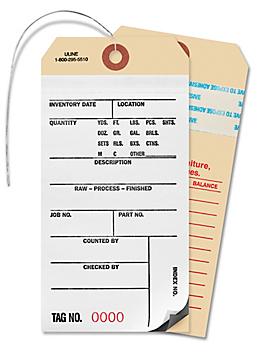 2-Part Inventory Tags with Adhesive Strip - Carbon, Pre-wired, #0000 - 0499 S-5976PW
