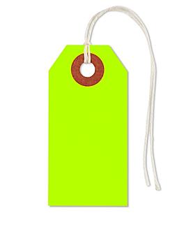 Fluorescent Tags - #1, 2 3/4 x 1 3/8", Pre-strung, Green S-5978GPS