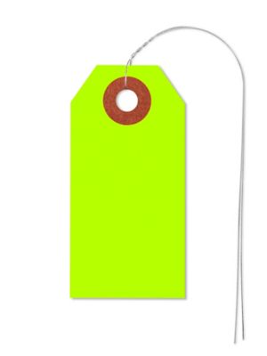 Fluorescent Tags - #1, 2 3/4 x 1 3/8", Pre-wired, Green S-5978GPW