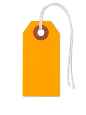 Fluorescent Tags - #1, 2 3/4 x 1 3/8", Pre-strung, Orange S-5978OPS