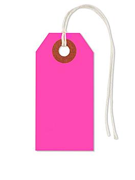 Fluorescent Tags - #1, 2 3/4 x 1 3/8", Pre-strung, Pink S-5978PPS