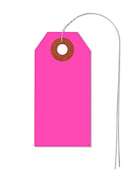 Fluorescent Tags - #1, 2 3/4 x 1 3/8", Pre-wired, Pink S-5978PPW
