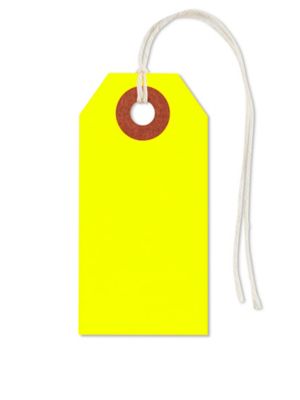 Fluorescent Tags - #1, 2 3/4 x 1 3/8", Pre-strung, Yellow S-5978YPS