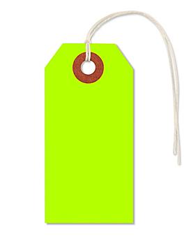 Fluorescent Tags - #2, 3 1/4 x 1 5/8", Pre-strung, Green S-5979GPS