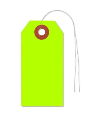 Fluorescent Tags - #2, 3 1/4 x 1 5/8", Pre-wired, Green S-5979GPW
