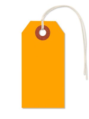 Fluorescent Tags - #2, 3 1/4 x 1 5/8", Pre-strung, Orange S-5979OPS