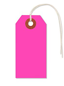 Fluorescent Tags - #2, 3 1/4 x 1 5/8", Pre-strung, Pink S-5979PPS