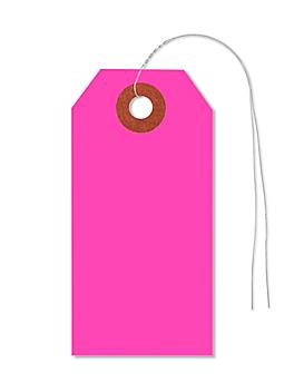 Fluorescent Tags - #2, 3 1/4 x 1 5/8", Pre-wired, Pink S-5979PPW