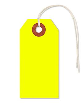 Fluorescent Tags - #2, 3 1/4 x 1 5/8", Pre-strung, Yellow S-5979YPS