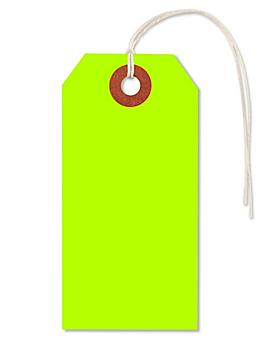 Fluorescent Tags - #3, 3 3/4 x 1 7/8", Pre-strung, Green S-5980GPS