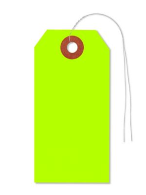 Fluorescent Tags - #3, 3 3/4 x 1 7/8", Pre-wired, Green s-5980gpw