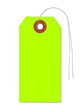 Fluorescent Tags - #3, 3 3/4 x 1 7/8", Pre-wired, Green S-5980GPW