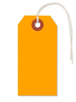 Fluorescent Tags - #3, 3 3/4 x 1 7/8", Pre-strung, Orange S-5980OPS