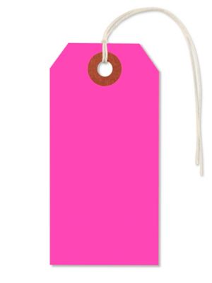 Fluorescent Tags - #3, 3 3/4 x 1 7/8", Pre-strung, Pink S-5980PPS