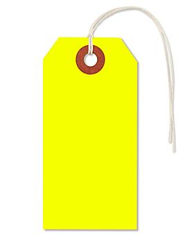 Fluorescent Tags - #3, 3 3/4 x 1 7/8", Pre-strung, Yellow S-5980YPS