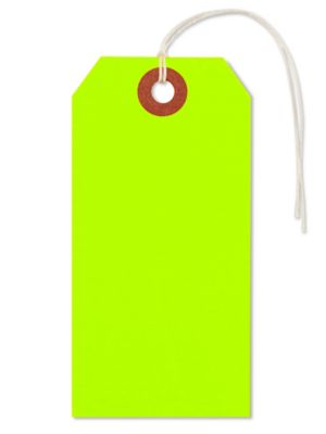 Fluorescent Tags - #4, 4 1/4 x 2 1/8", Pre-strung, Green S-5981GPS