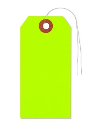 Fluorescent Tags - #4, 4 1/4 x 2 1/8", Pre-wired, Green S-5981GPW
