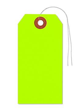Fluorescent Tags - #4, 4 1/4 x 2 1/8", Pre-wired, Green S-5981GPW