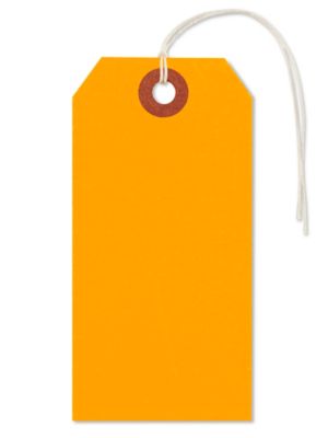 Fluorescent Tags - #4, 4 1/4 x 2 1/8", Pre-strung, Orange S-5981OPS