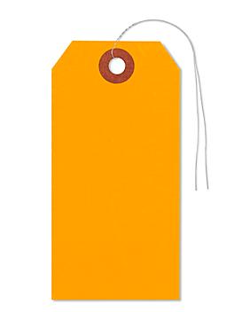 Fluorescent Tags - #4, 4 1/4 x 2 1/8", Pre-wired, Orange S-5981OPW