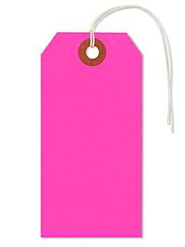 Fluorescent Tags - #4, 4 1/4 x 2 1/8", Pre-strung, Pink S-5981PPS