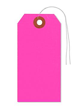 Fluorescent Tags - #4, 4 1/4 x 2 1/8", Pre-wired, Pink S-5981PPW
