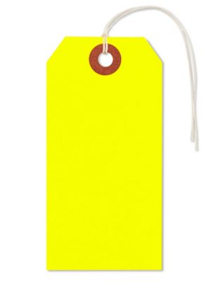 Fluorescent Tags - #4, 4 1/4 x 2 1/8", Pre-strung, Yellow S-5981YPS