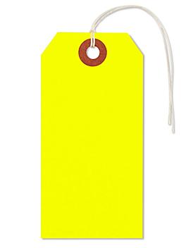 Fluorescent Tags - #4, 4 1/4 x 2 1/8", Pre-strung, Yellow S-5981YPS
