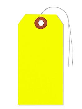 Fluorescent Tags - #4, 4 1/4 x 2 1/8", Pre-wired, Yellow S-5981YPW