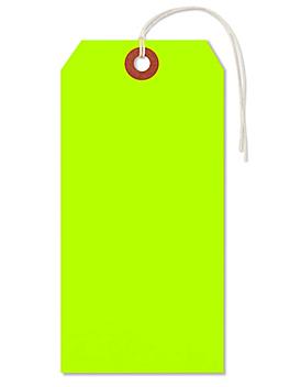 Fluorescent Tags - #7, 5 3/4 x 2 7/8", Pre-strung, Green S-5982GPS