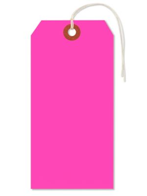 Fluorescent Tags - #7, 5 3/4 x 2 7/8", Pre-strung, Pink S-5982PPS