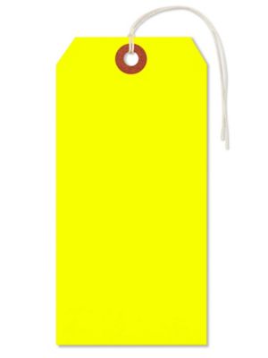 Fluorescent Tags - #7, 5 3/4 x 2 7/8", Pre-strung, Yellow S-5982YPS