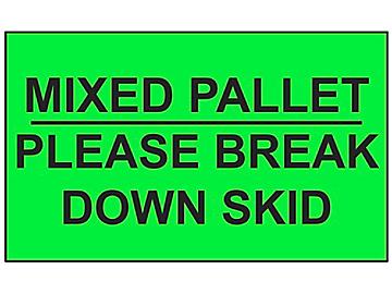 "Mixed Pallet/Please Break Down Skid" Label - 3 x 5"