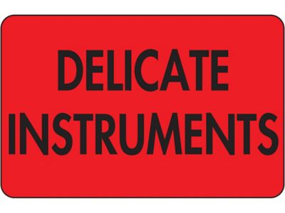 Fluorescent Shipping Labels - "Delicate Instruments", 2 x 3"