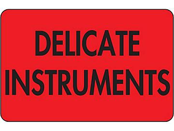Fluorescent Shipping Labels - "Delicate Instruments", 2 x 3"