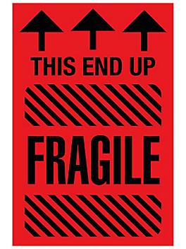 "This End Up/Fragile" Label - 4 x 6" S-604