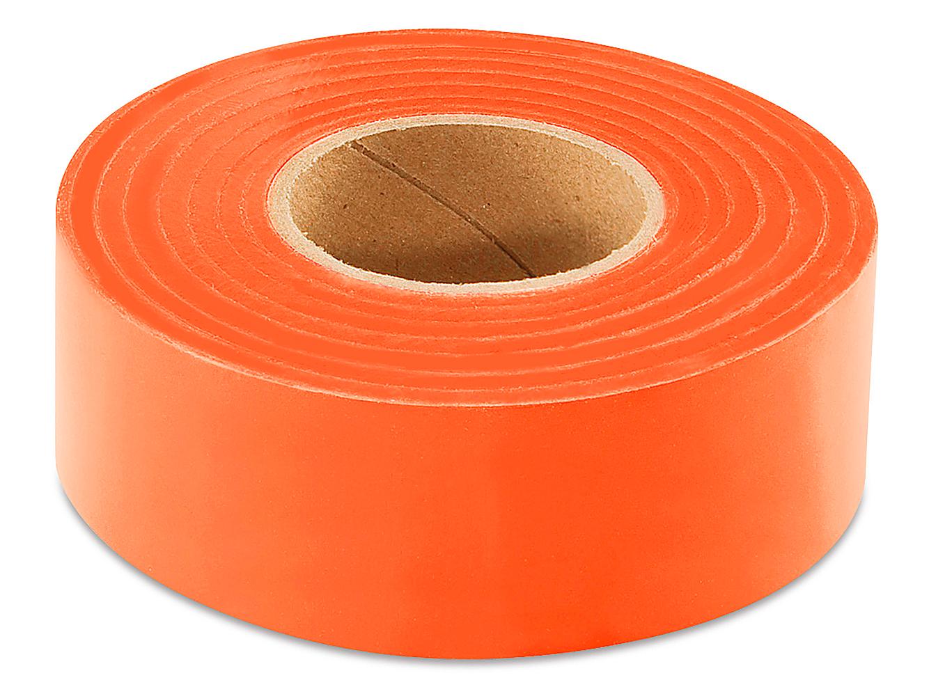 Fluorescent Orange Flagging Marking Tape 1 3/16 inch x 150 ft Non-Adhesive 