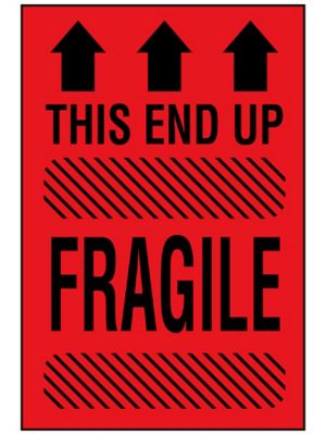 "This End Up/Fragile" Label - 2 x 3" S-6157