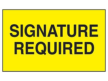 "Signature Required" Labels - 3 x 5"