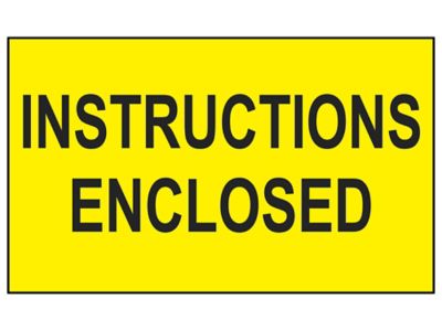 Étiquette adhésive – « Instructions Enclosed », 3 x 5 po