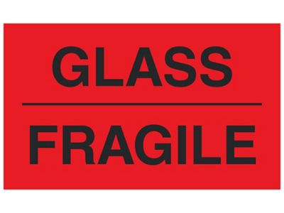 "Glass/Fragile" Label - 3 x 5" S-6167