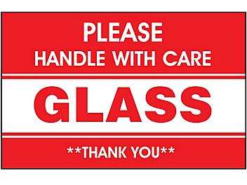 "Please Handle with Care/Glass/Thank You" Label - 2 x 3" S-6197