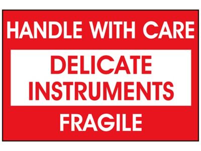 "Handle with Care/Delicate Instruments/Fragile" Label - 2 x 3" S-6198