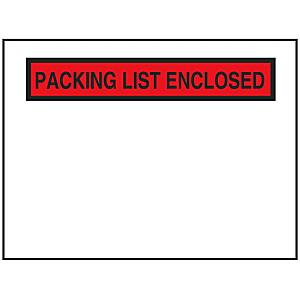 "Packing List Enclosed" Banner Envelopes - Red, 4 1/2 x 6"