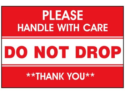 "Please Handle with Care/Do Not Drop/Thank You" Label - 2 x 3"