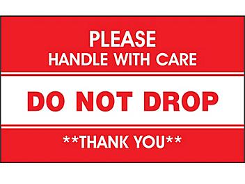 "Please Handle with Care/Do Not Drop/Thank You" Label - 2 x 3" S-6201