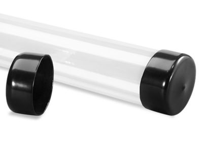 Clear Tube End Caps - 2, Black - ULINE - Carton of 50 - S-6218
