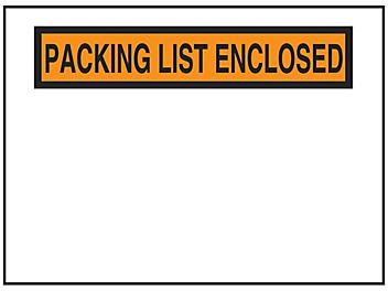 "Packing List Enclosed" Banner Envelopes - Orange, 4 1/2 x 6" S-6219